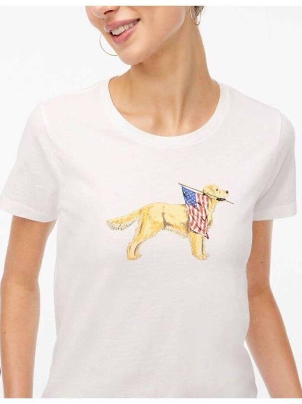 J. Crew Collector Tee Golden Retriever with American Flag XS